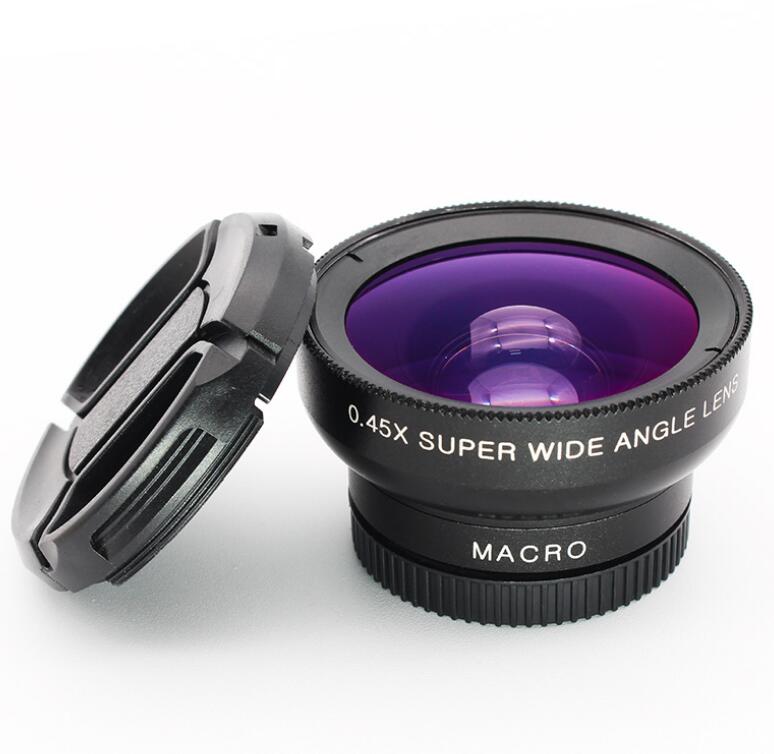 2 Functions Mobile Phone Lens 0.45X Wide Angle Len & 12.5X Macro HD Camera Lens Universal for iPhone Android Phone