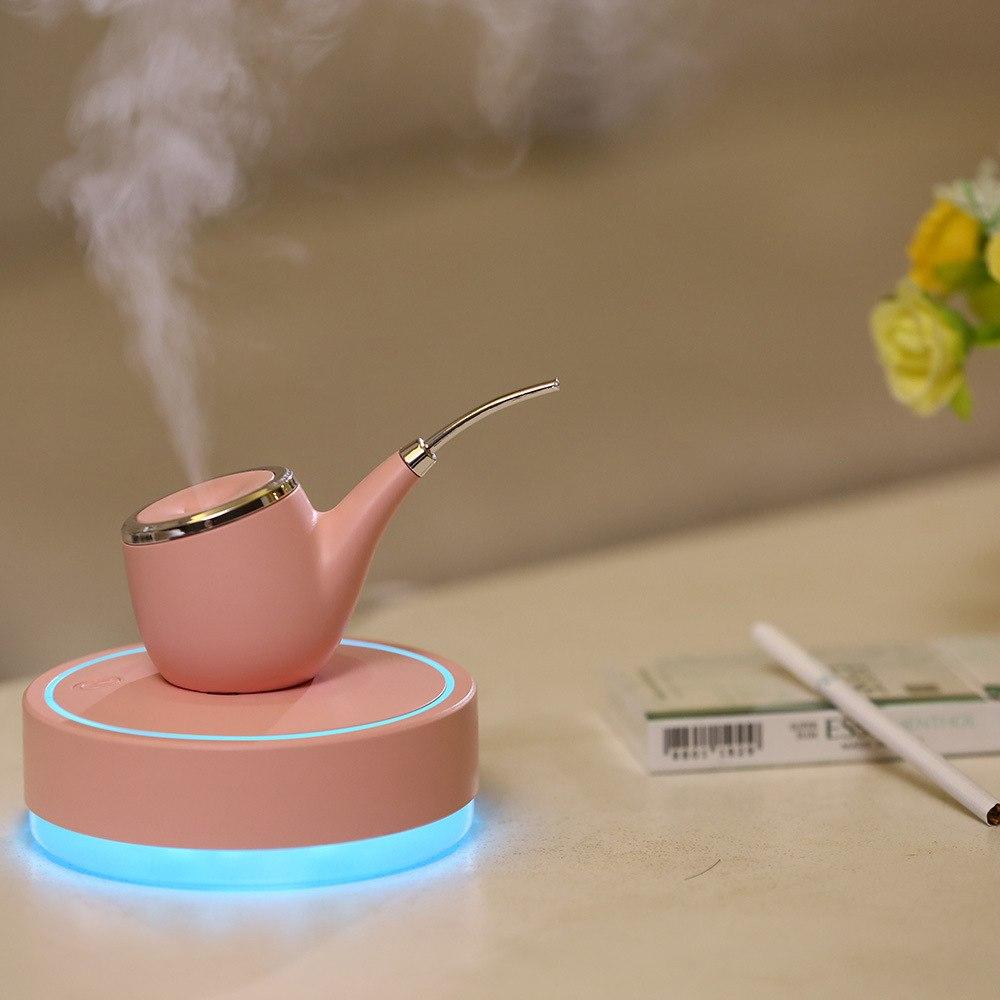 Tobacco Pipe Shape Air Humidifier LED Light USB Ultrasonic Aroma Humidifier