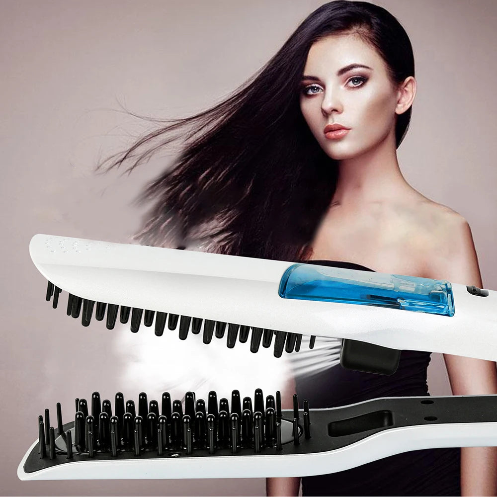 Hair Straightener Comb Iron Brush Auto Fast Hair Comb Clamp Massager Tools