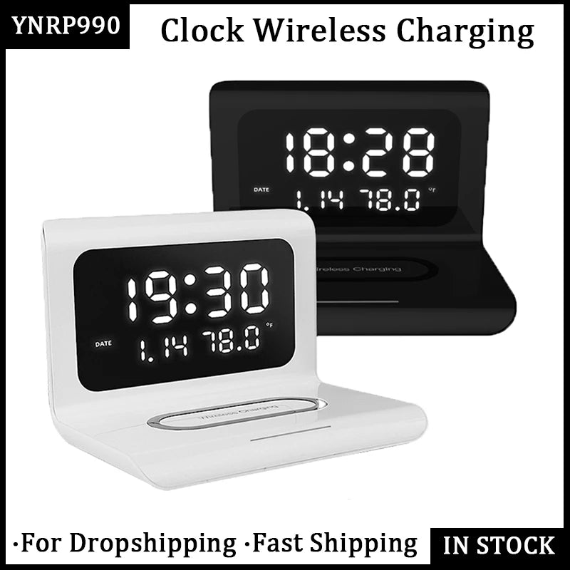 10W Qi Wireless Charger Wireless Charging Pad Thermometer Calendar Clock Fast Charge Cargador Inalambrico For Iphone Samsung